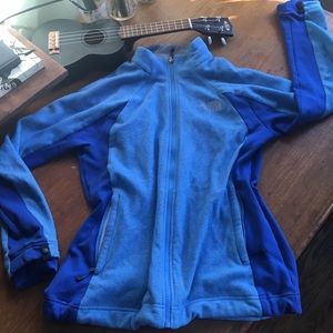 Two-tone blue North Face full zip fleece